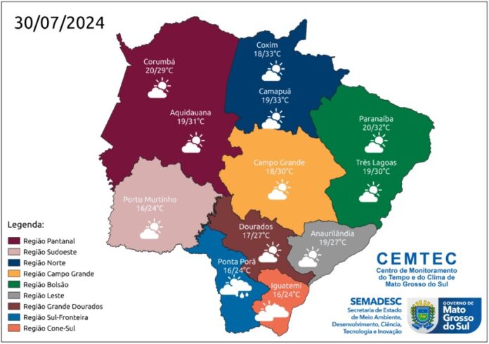 Previsão do tempo: frente fria traz leve queda das temperaturas em MS nesta terça-feira