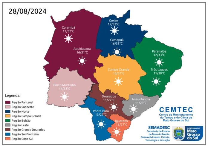 Com temperaturas amenas e em gradativa elevação, tempo permanece estável nesta quarta-feira